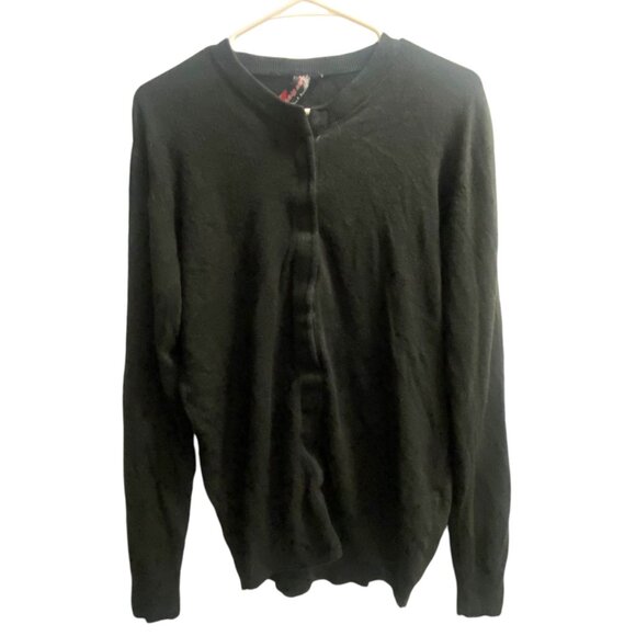 Vintage Y2K True Rocker Black Knit‎ Long Sleeve Cardigan Size Large - Picture 1 of 6